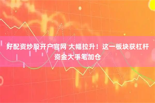 好配资炒股开户官网 大幅拉升！这一板块获杠杆资金大手笔加仓
